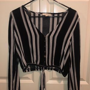 Black and white striped blouse